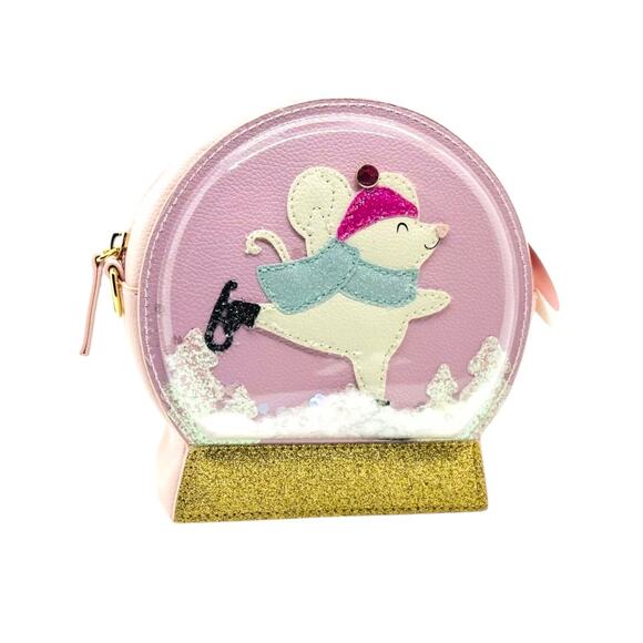 Bath & Body Works Ice‎ Skating Mouse Pink Crossbody Bag Purse Christmas  New - Picture 2 of 7